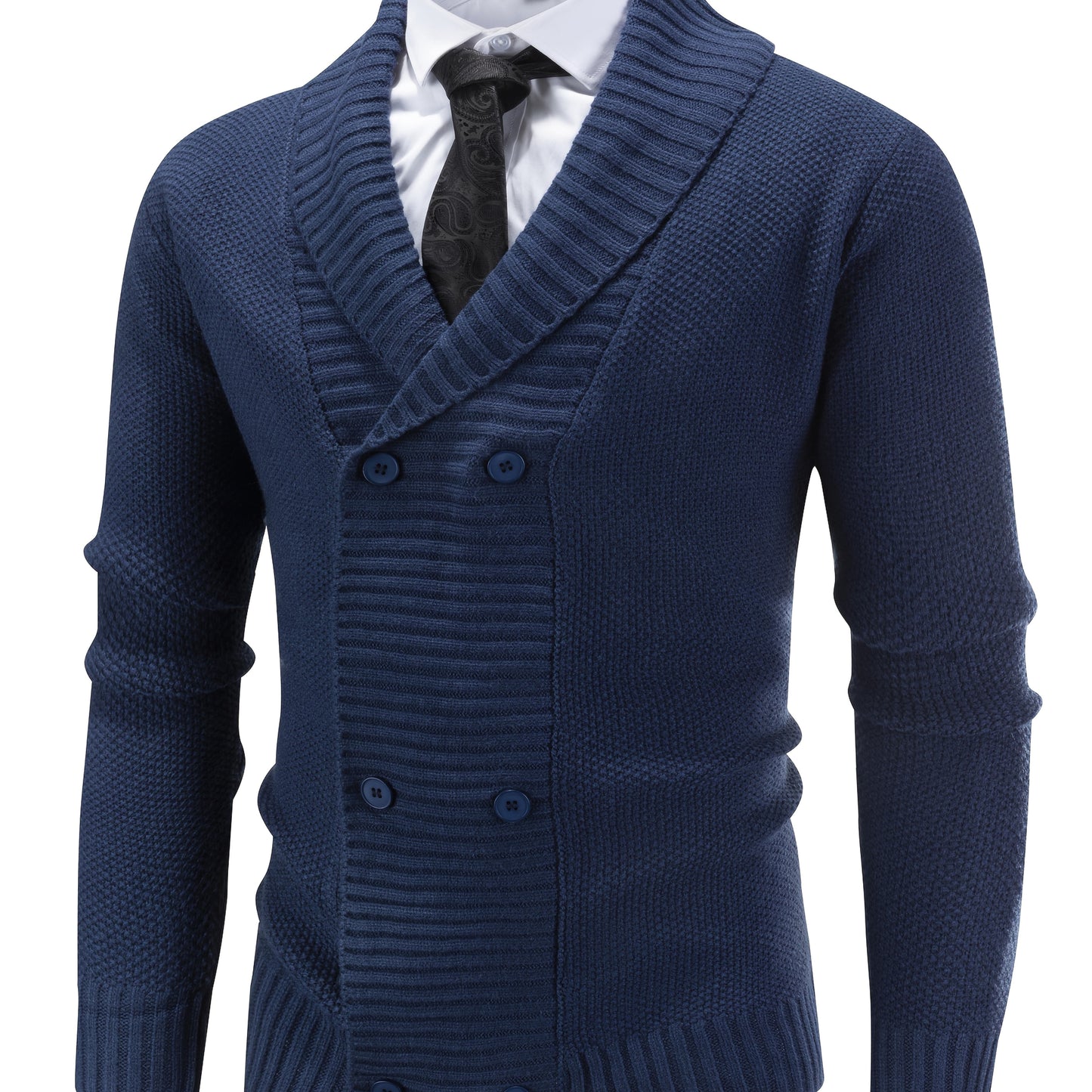 Herren Strickjacke gefüttert mit Schalkragen, Zweireiher, Cremeweiß