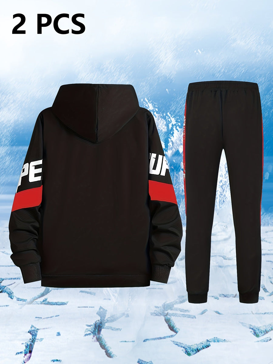 Herren Trainingsanzug Schwarz mit Kapuzenjacke & Jogginghose