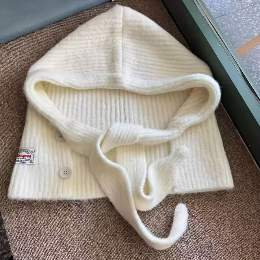 Unisex Strick Kapuze mit Schal Winter Warme Sturmhaube Haube Halswärmer