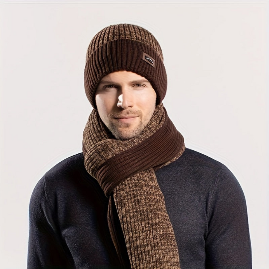Unisex Winter Set Mütze Schal Handschuhe – Gestrickt, Warm, Farblich abgestimmt