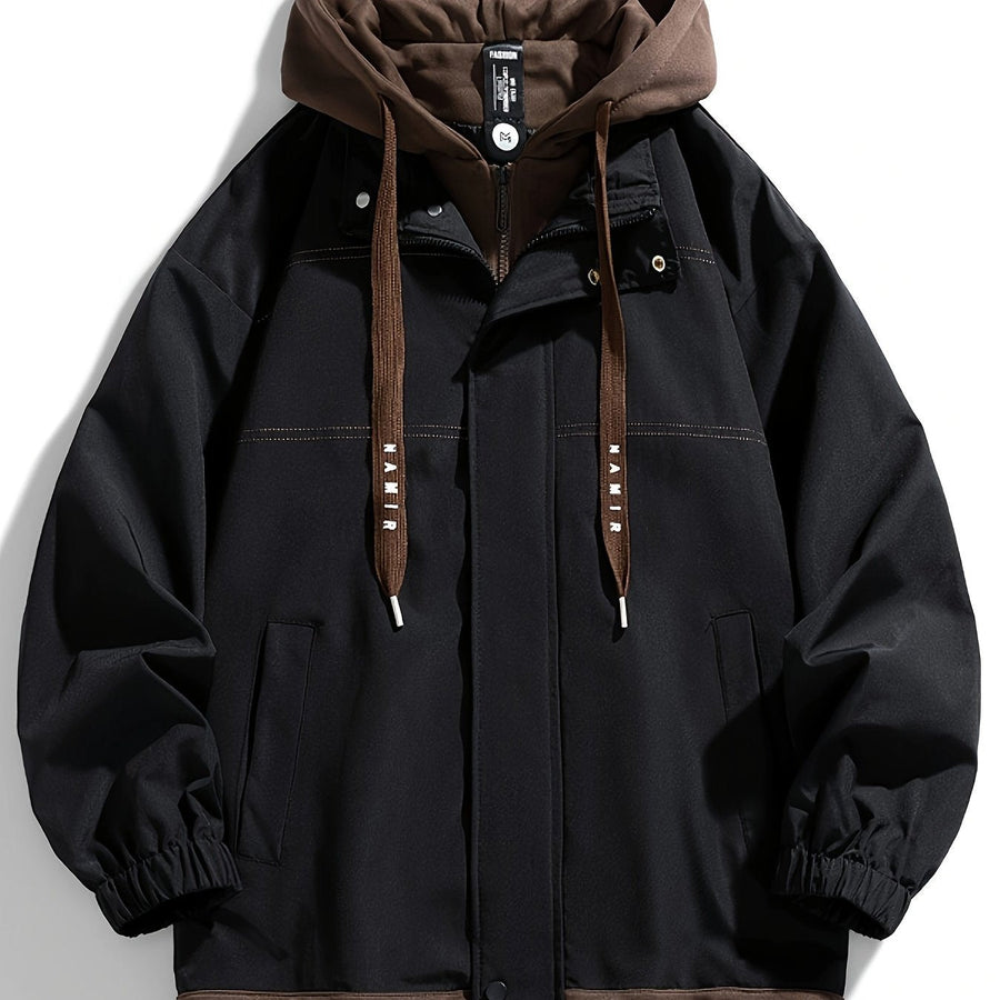 Unisex Jacke mit Kapuze und Reißverschluss, Farbe nach Wahl, Layer-Look, Frühling/Herbst
