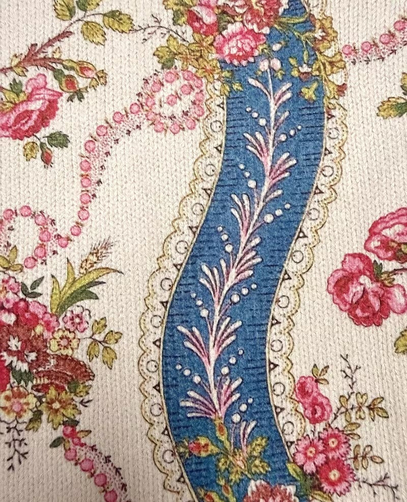 Damen Bomberjacke mit Reißverschluss, Blumenmuster & blauem Bandmuster
