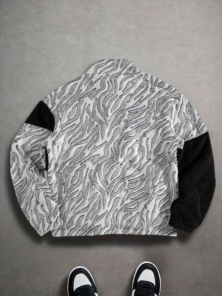 Fleecejacke mit Stehkragen und Reißverschluss, mehrfarbig