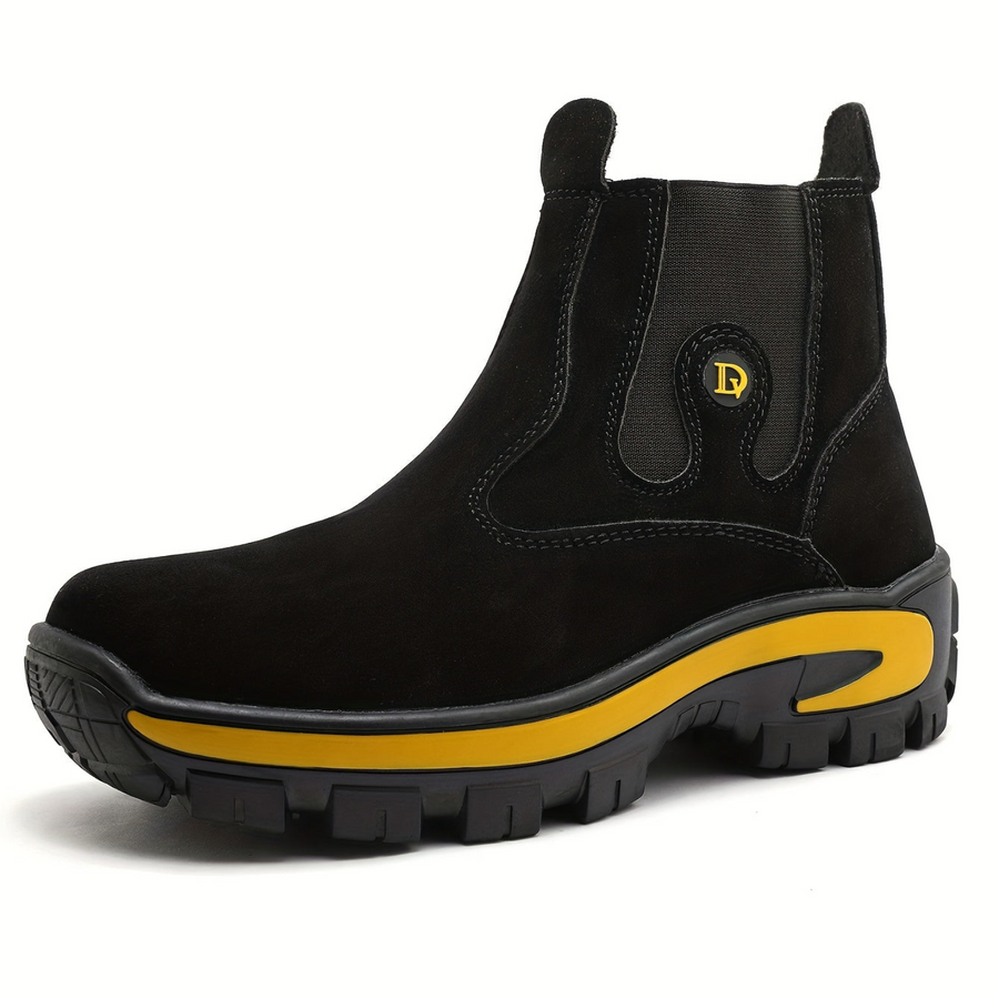 Chelsea Boots für Herren, klobige Sohle, schwarz/gelb