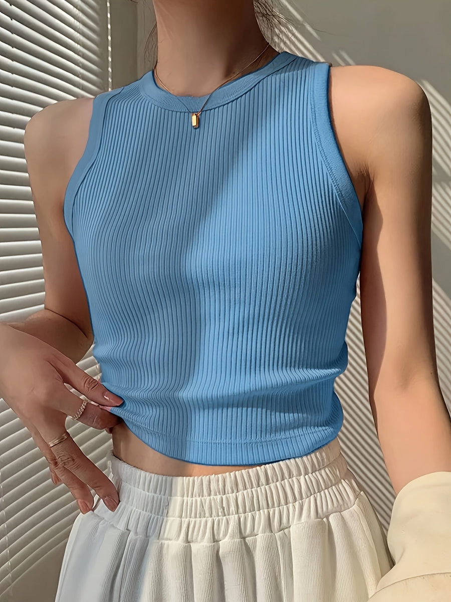 Damen Ripp Tanktop Figurbetont Modern Freizeit & Sport