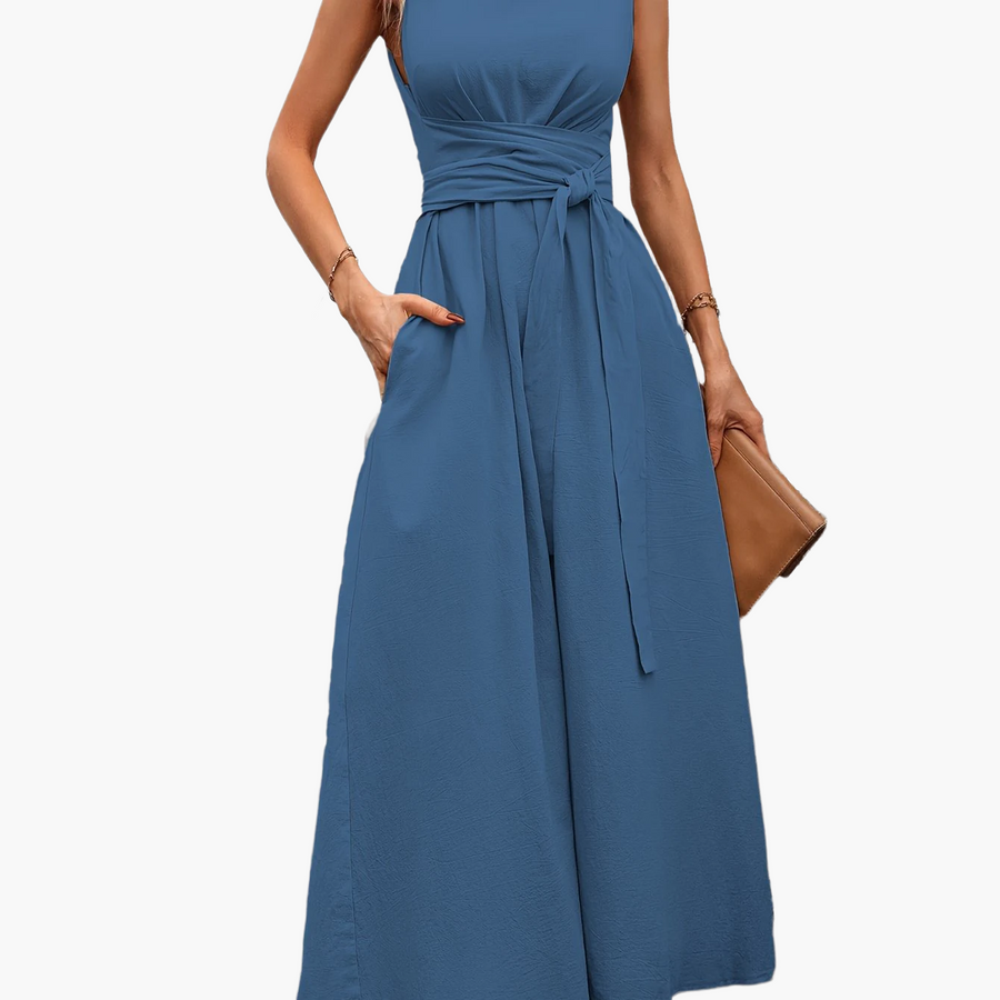 Damen Jumpsuit Elegant Ärmellos mit Gürtel – Perfekt für Alltag und besondere Anlässe