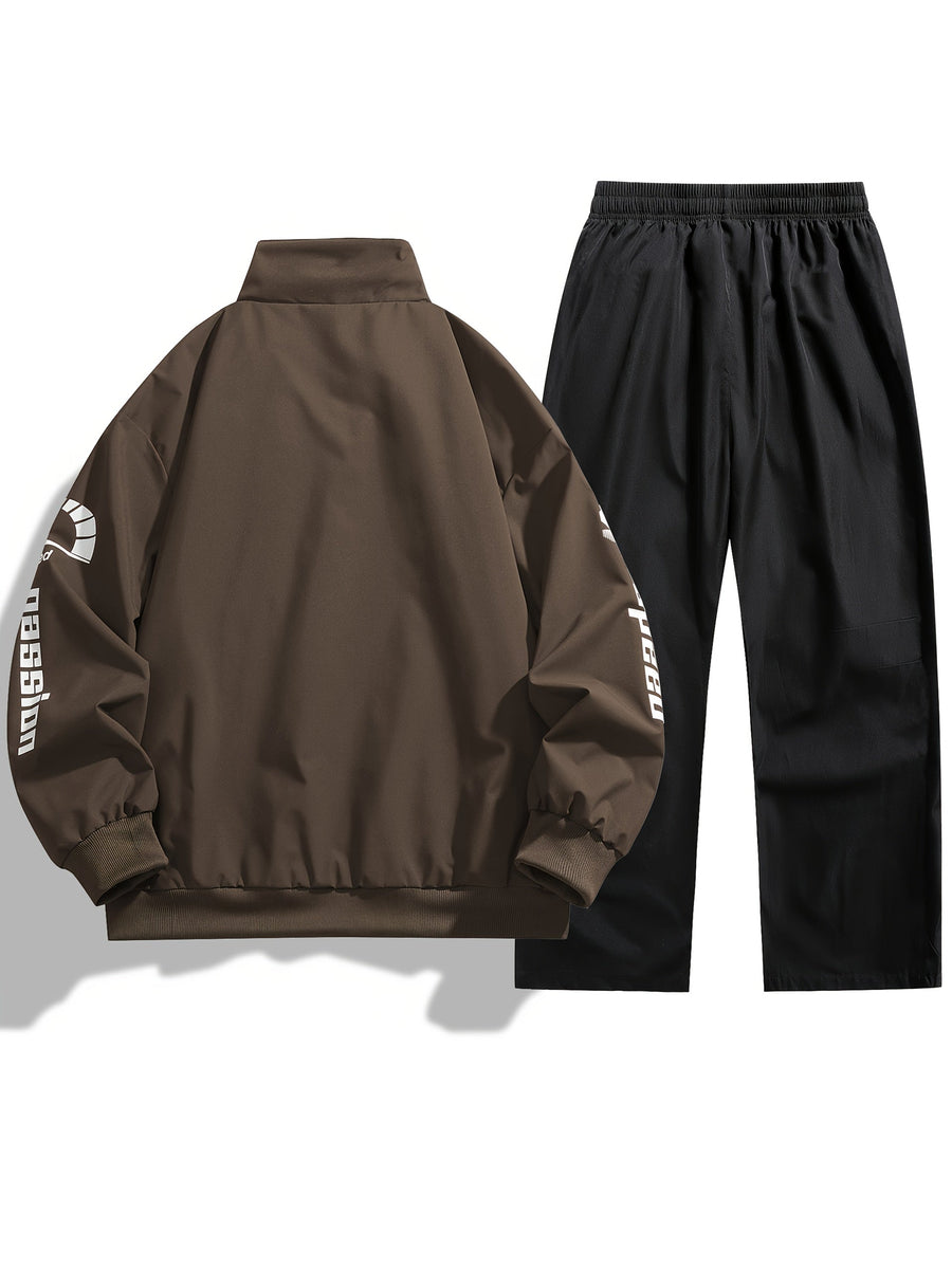 Unisex Racing Trainingsanzug mit Reißverschluss Jacke & Hose - Sportlicher Jogginganzug mit Aufdruck