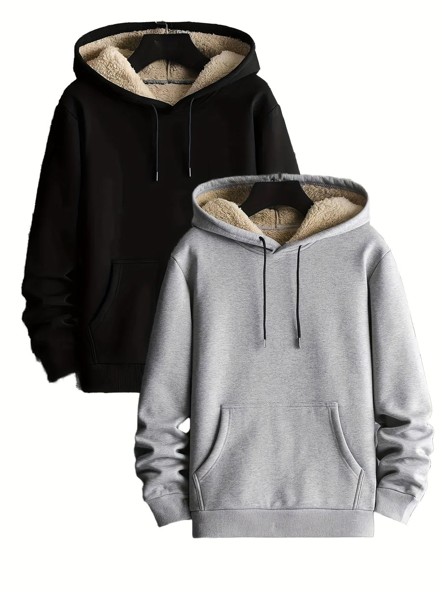 Unisex Hoodie mit Plüschfutter – Warmer Kapuzenpullover mit Kängurutasche