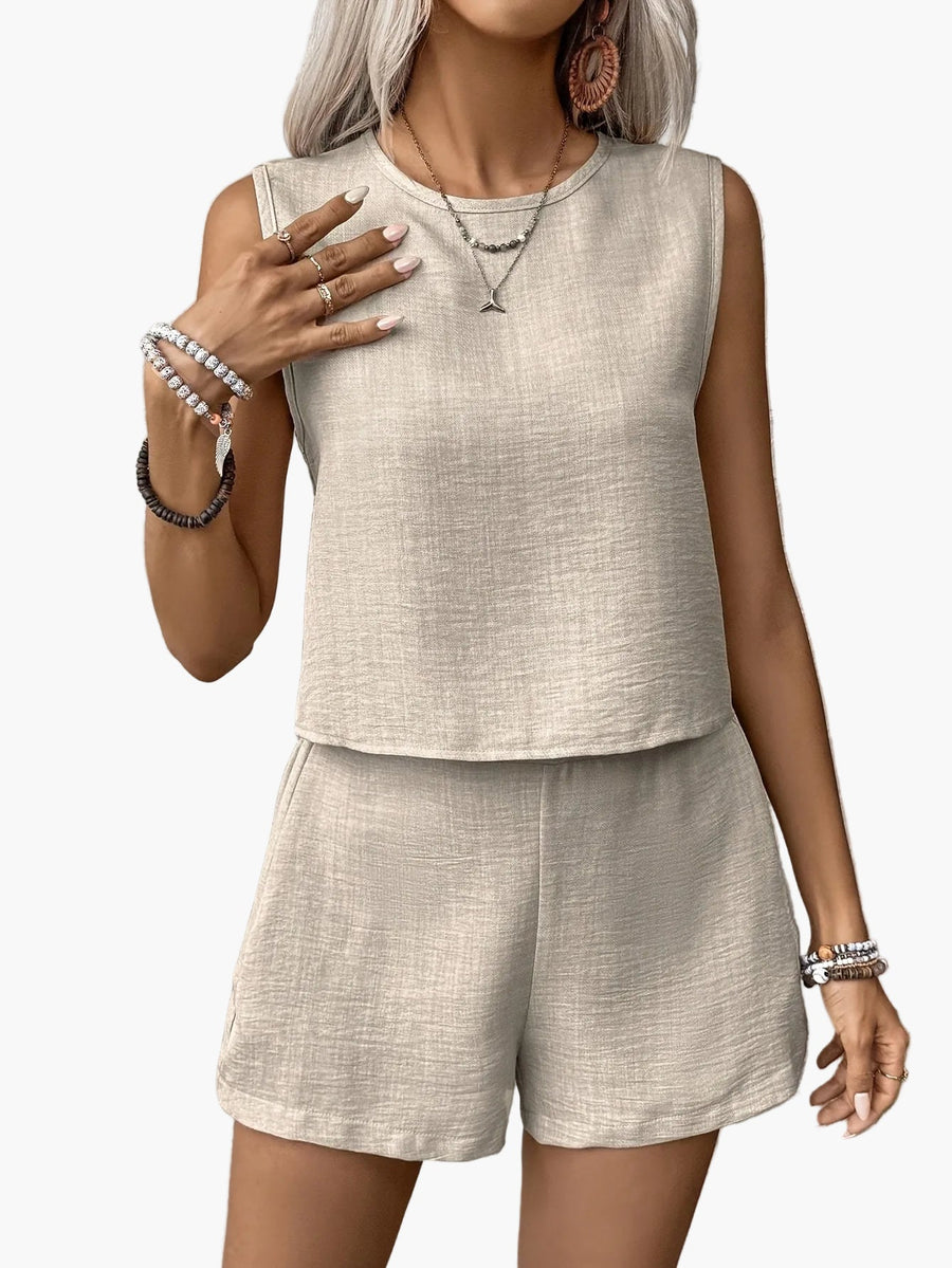 Damen Sommer Set Eleganter Zweiteiler mit Top und Shorts – Ideal für Freizeit und Urlaub
