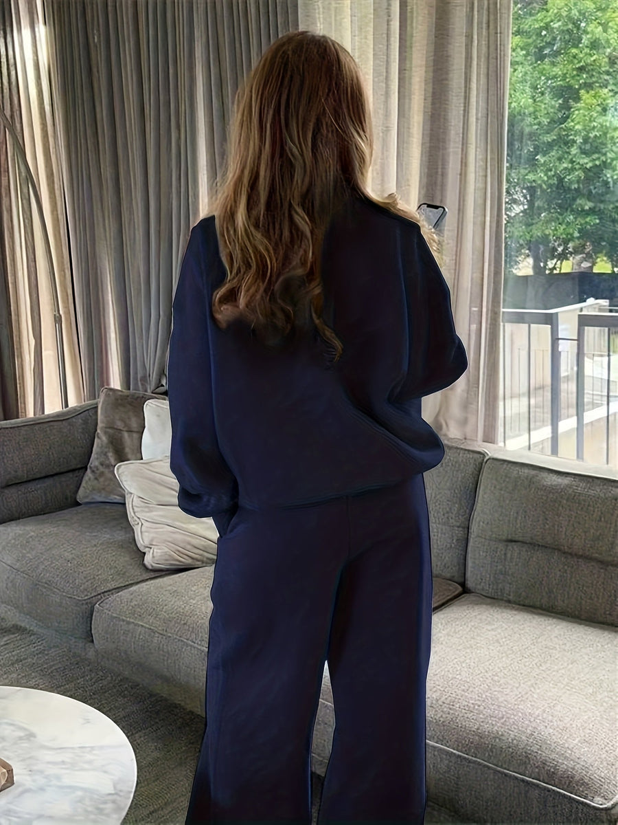 Damen Loungewear Set mit Halb-Reißverschluss Sweatshirt und Jogginghose