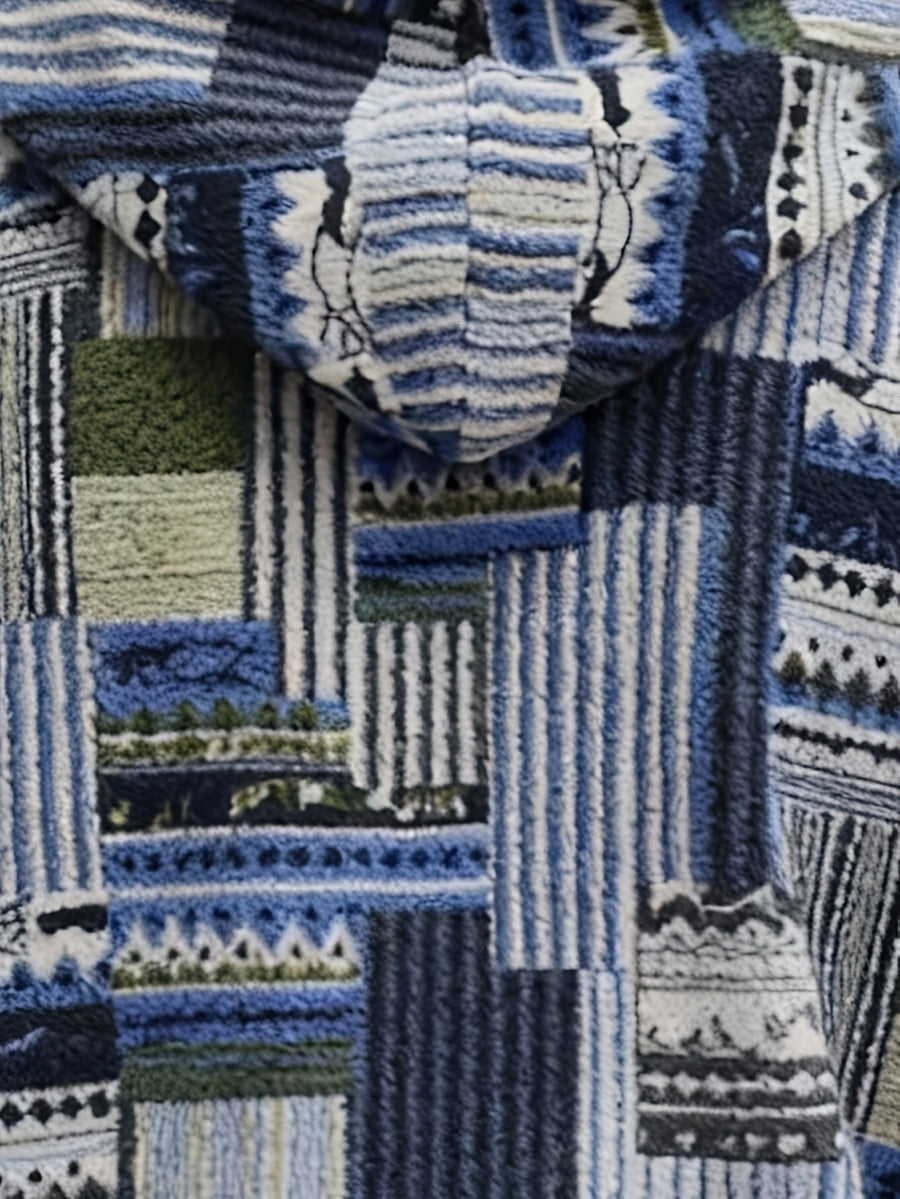 Heren patchwork-hoodie van teddyfleece met quarter-zip