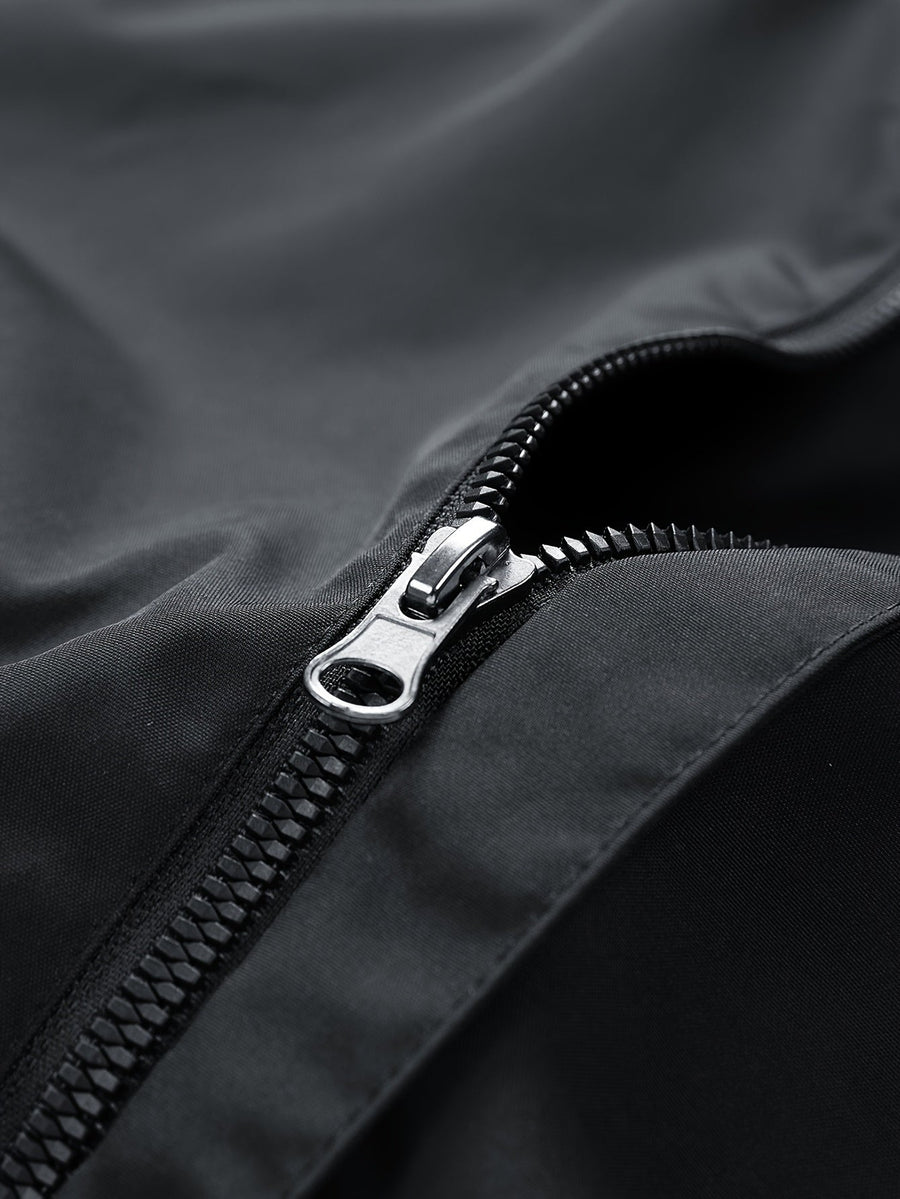 Schwarze Jacke mit Kapuze und rotem Drachen-Stickerei