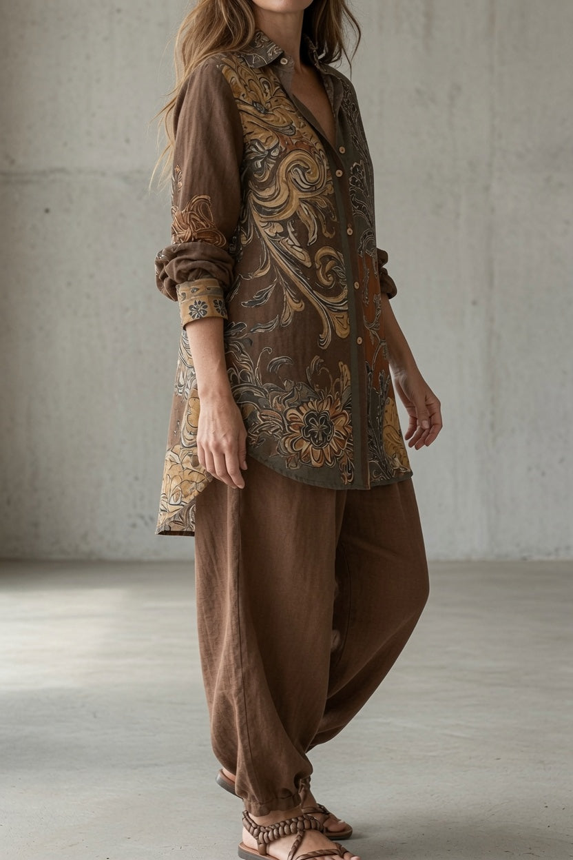 Dames paisley tuniekblouse & harembroek, set in etnostijl