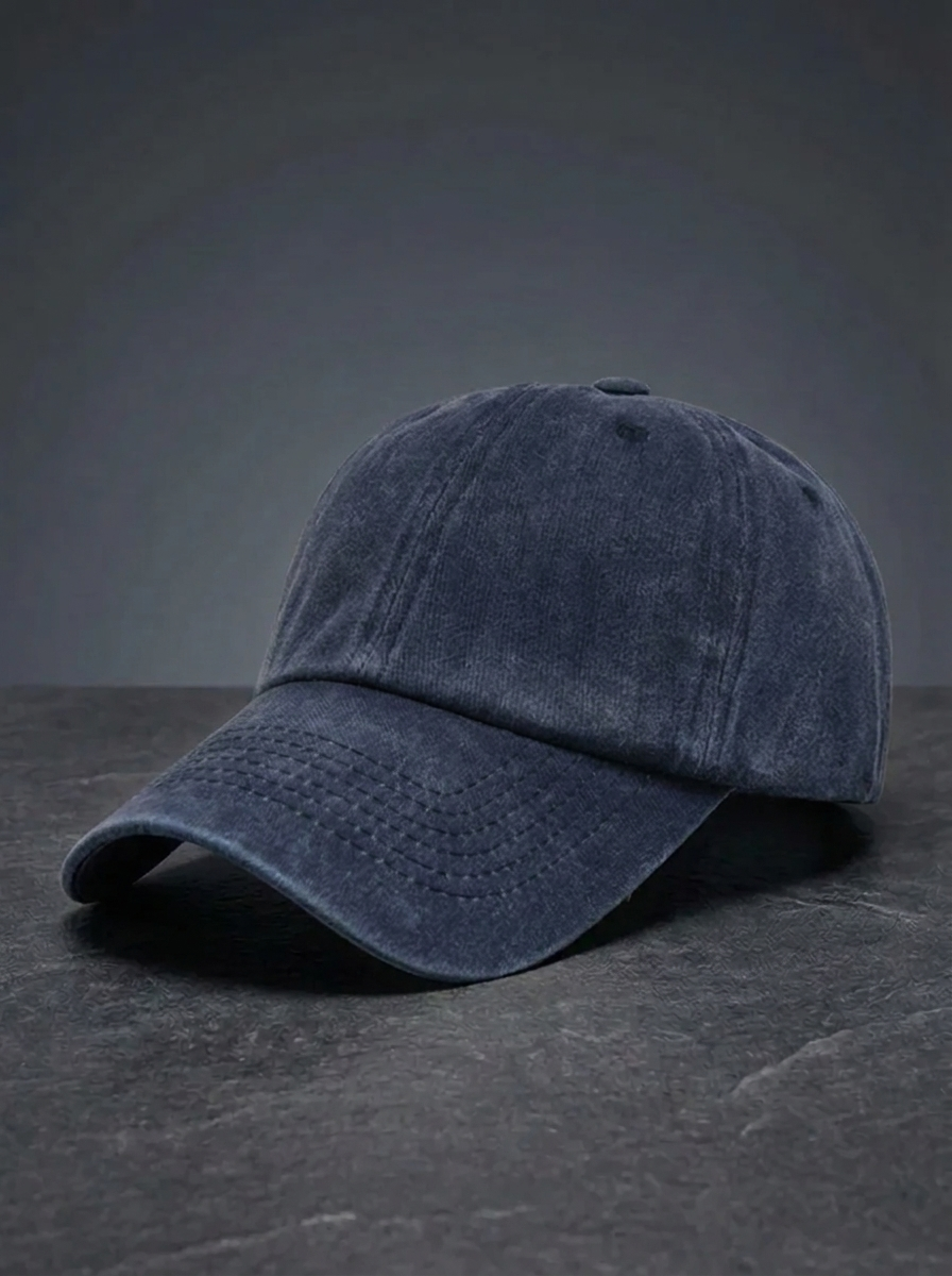 Baseballpet van corduroy met verwassen look en opening voor paardenstaart