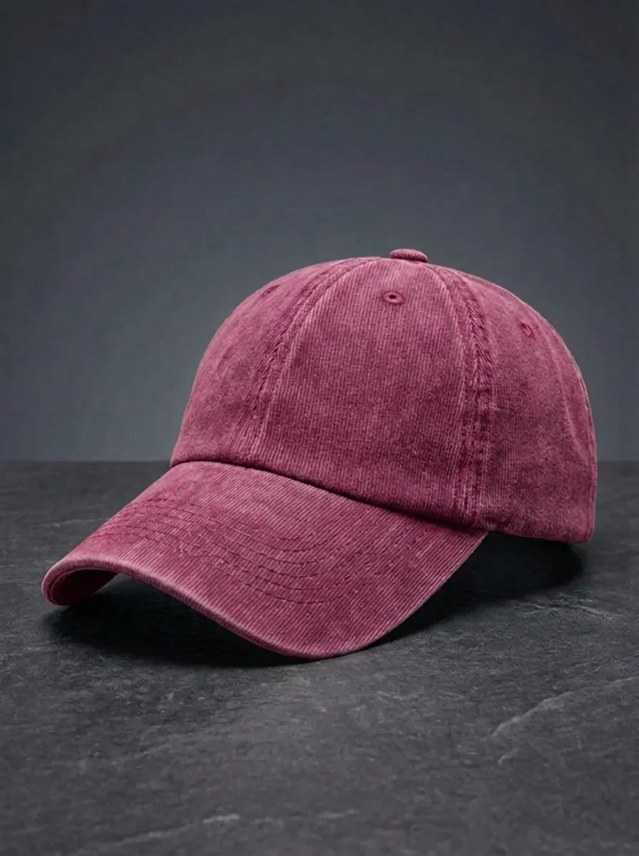 Baseballpet van corduroy met verwassen look en opening voor paardenstaart