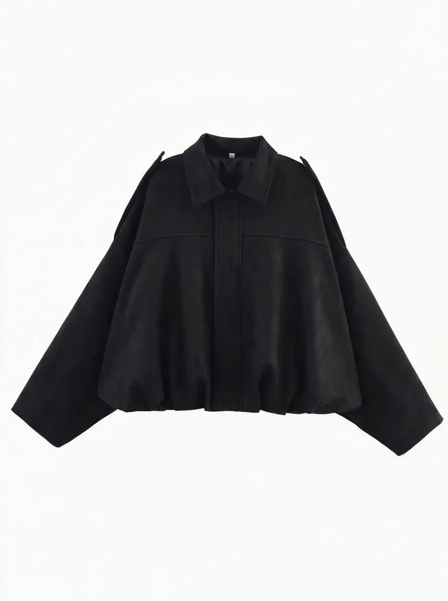 Damen Kurzjacke im Bomber-Stil mit Kragen und Schulterriegeln