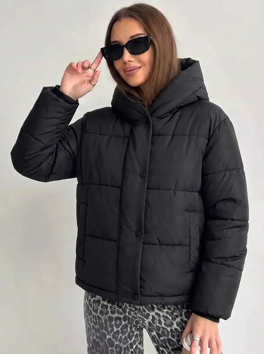 Damen Steppjacke mit Kapuze, kurze Puffajacke in verschiedenen Farben
