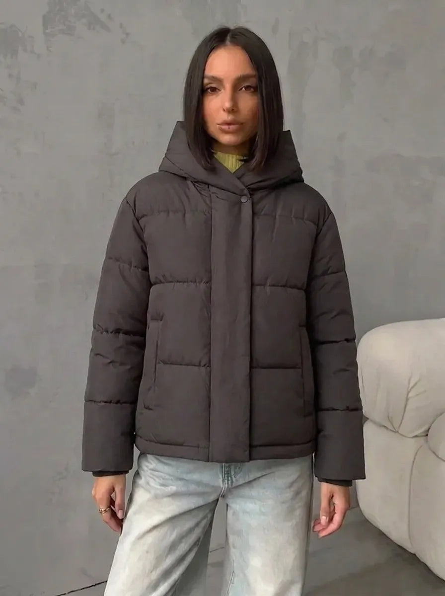 Damen Steppjacke mit Kapuze, kurze Puffajacke in verschiedenen Farben