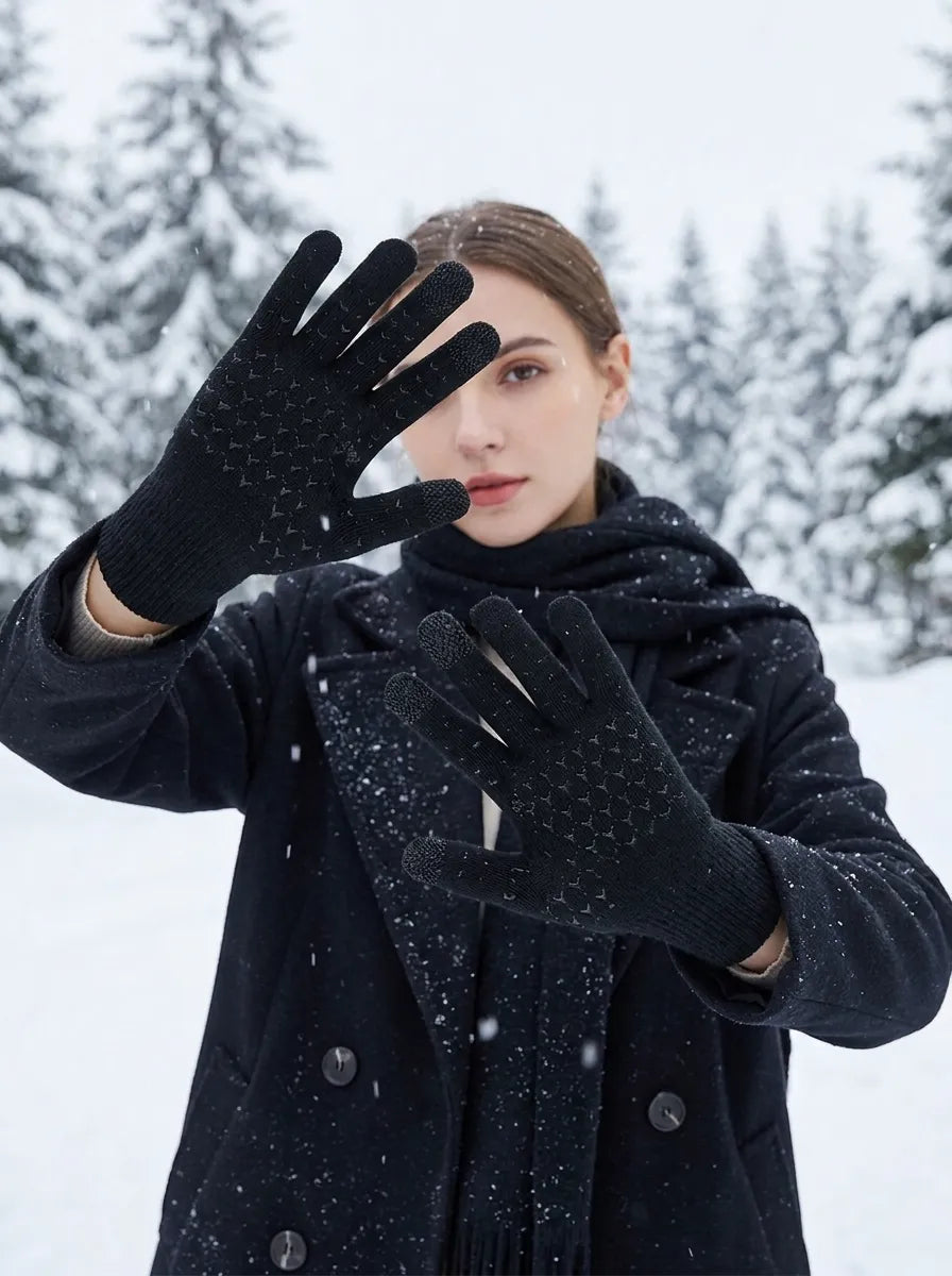 Unisex Winter Strickhandschuhe mit Touchscreen-Funktion