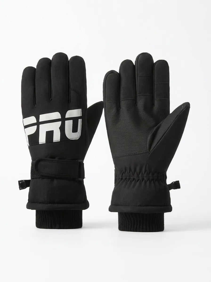Winterhandschuhe Skihandschuhe Schwarz Weiß 3-Finger oder 5-Finger mit "PRO"-Schriftzug