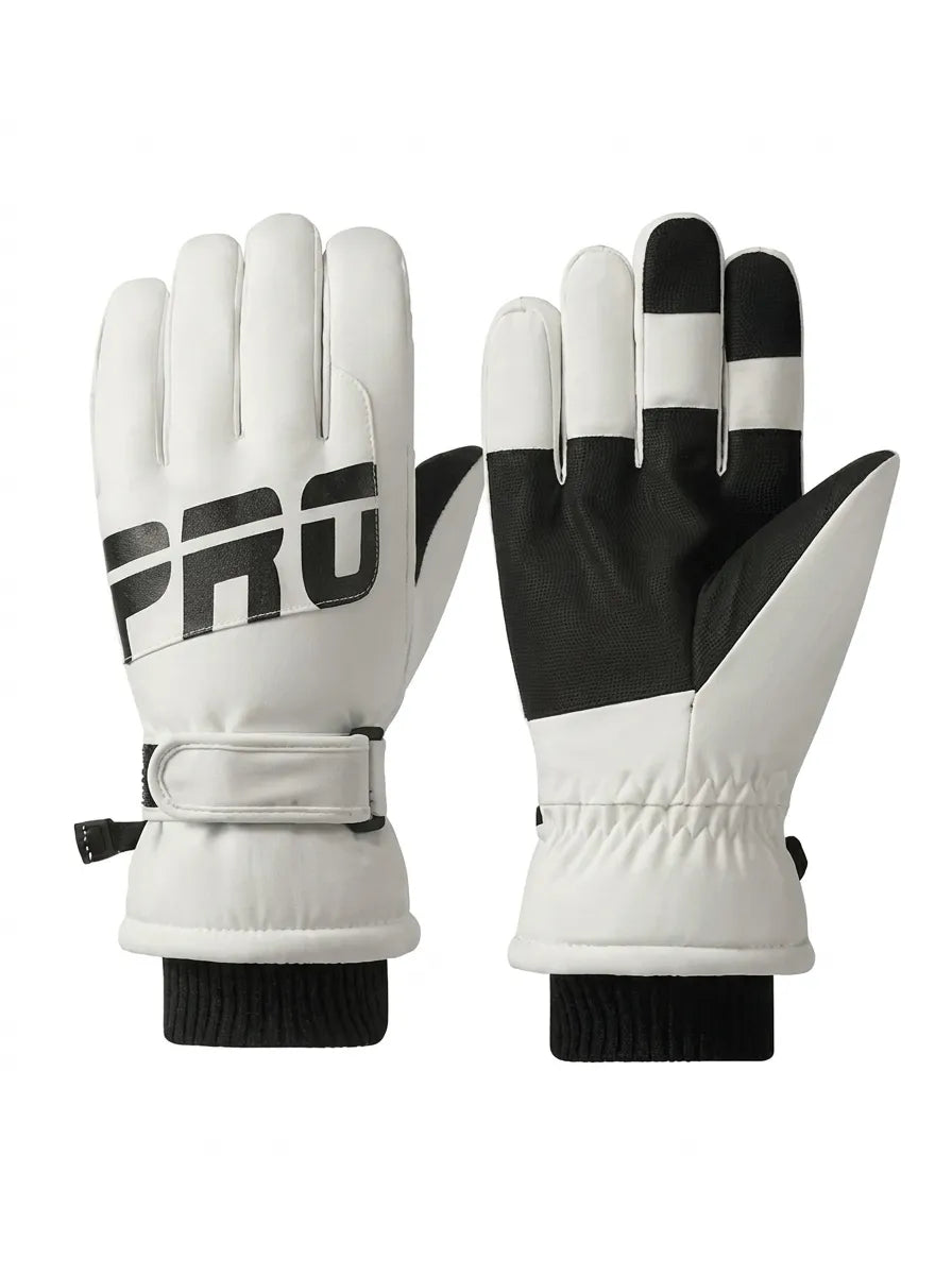 Winterhandschuhe Skihandschuhe Schwarz Weiß 3-Finger oder 5-Finger mit "PRO"-Schriftzug