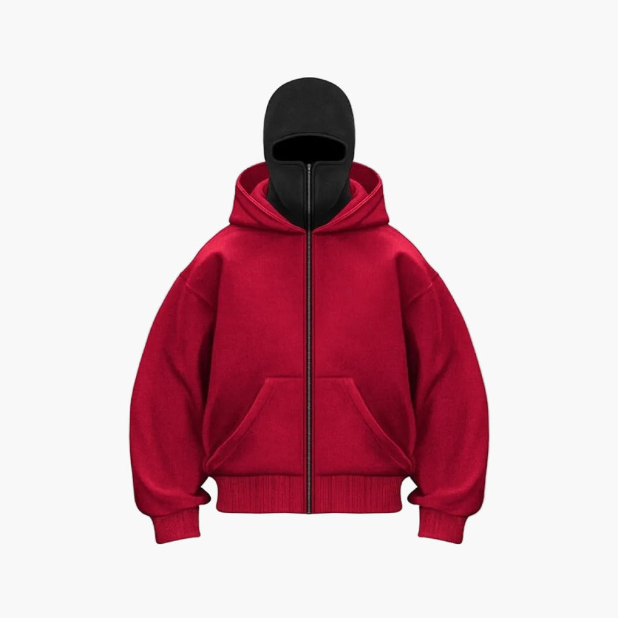 Herren Urban Tech Vollmasken-Hoodie – Streetwear mit Reißverschluss und Kapuze