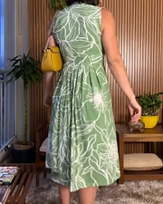 Damen Ärmelloses Midi-Kleid mit V-Ausschnitt und floralem Muster