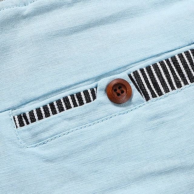 Bermudashort voor heren met trekkoord en streeppatroon