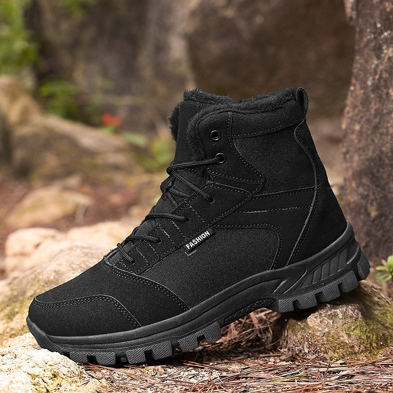 Uniseks winterlaarzen, gevoerd, outdoor schoenen met profielzool en vetersluiting