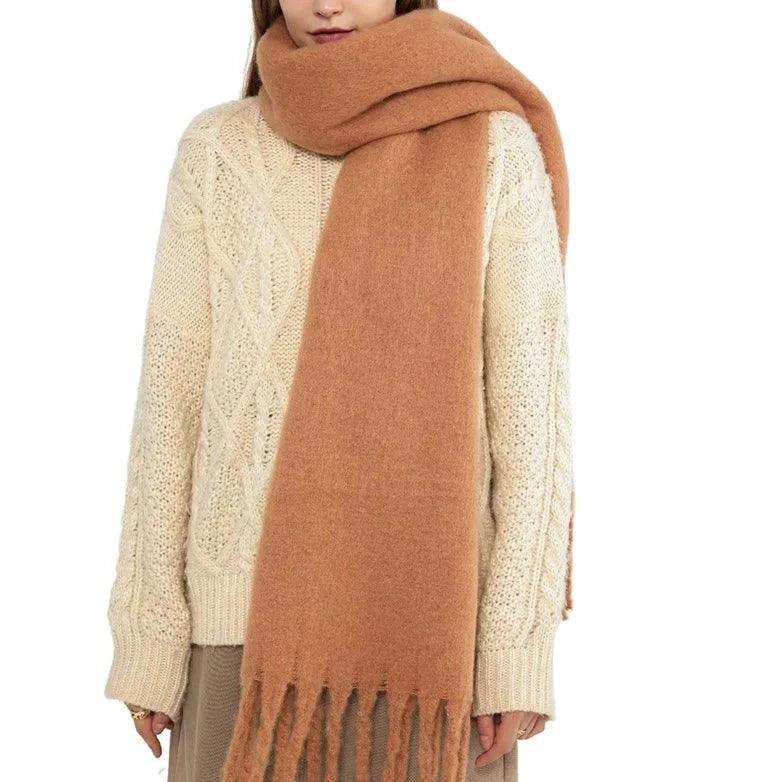 Weicher Winterschal mit Fransen Uni Farbe