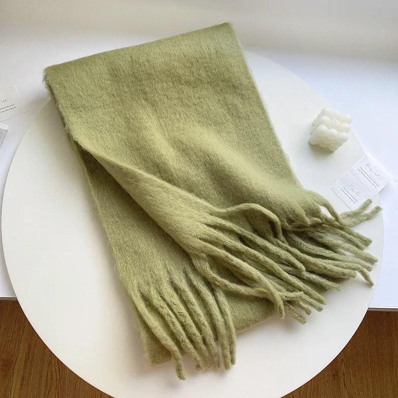 Weicher Winterschal mit Fransen Uni Farbe