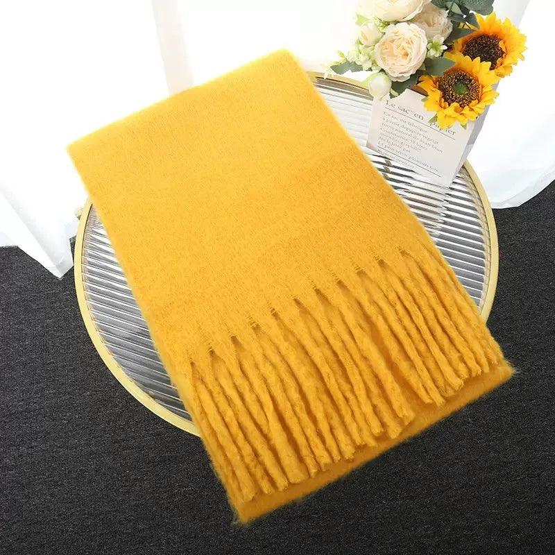 Weicher Winterschal mit Fransen Uni Farbe