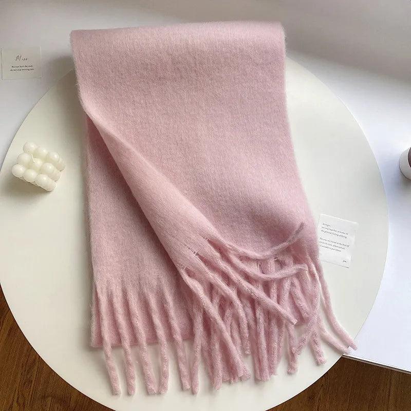 Weicher Winterschal mit Fransen Uni Farbe