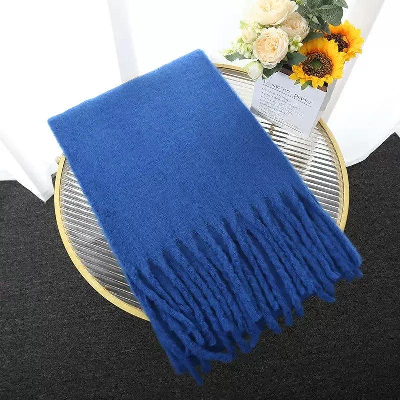 Weicher Winterschal mit Fransen Uni Farbe