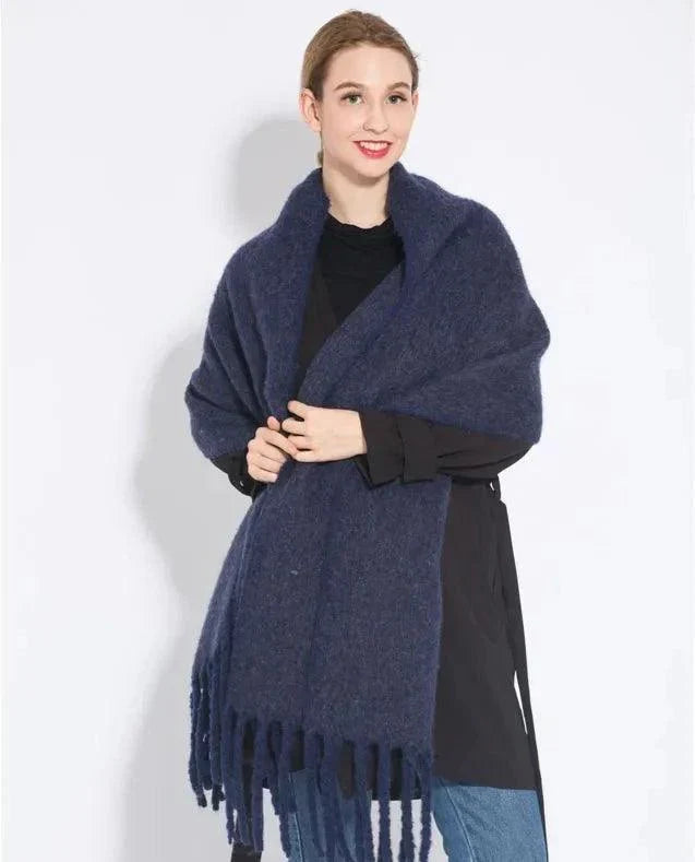Weicher Winterschal mit Fransen Uni Farbe