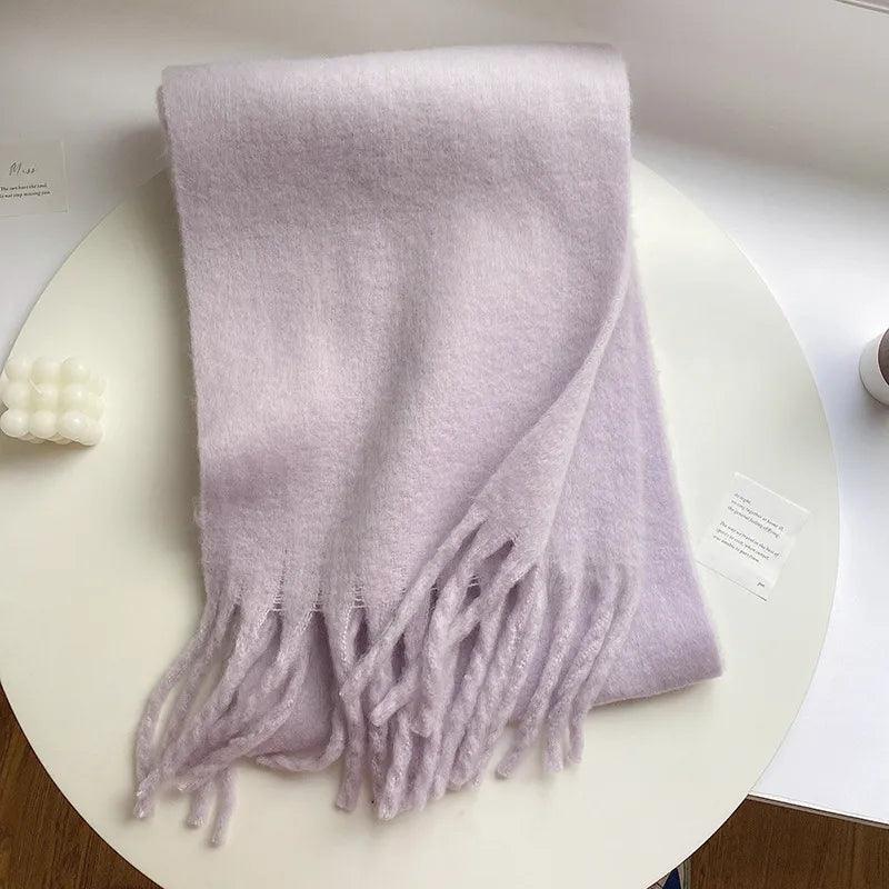 Weicher Winterschal mit Fransen Uni Farbe