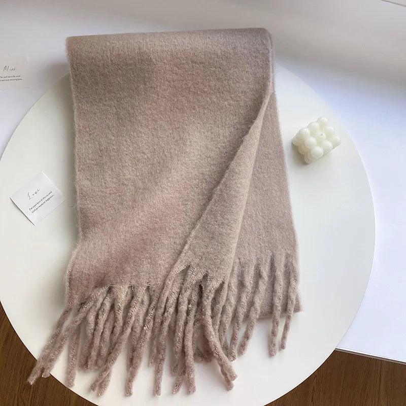 Weicher Winterschal mit Fransen Uni Farbe