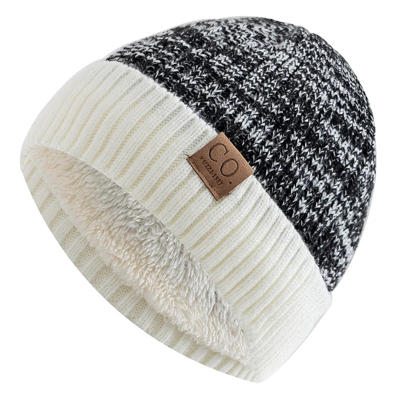 Winter Beanie Mütze mit Strickmuster und Fleecefutter, gefütterte Strickmütze