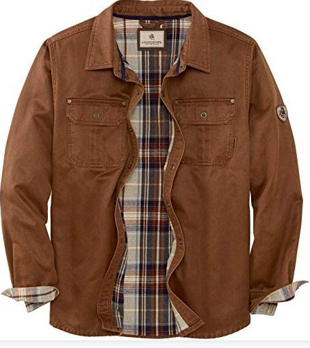 Herren Hemdjacke Braun Kariert Gefüttert Langarm Outdoor