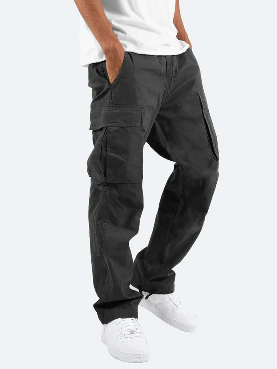 Unisex Cargo-Hose mit mehreren Taschen, bequeme Freizeithose, weites Bein