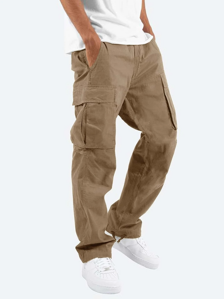 Unisex Cargo-Hose mit mehreren Taschen, bequeme Freizeithose, weites Bein