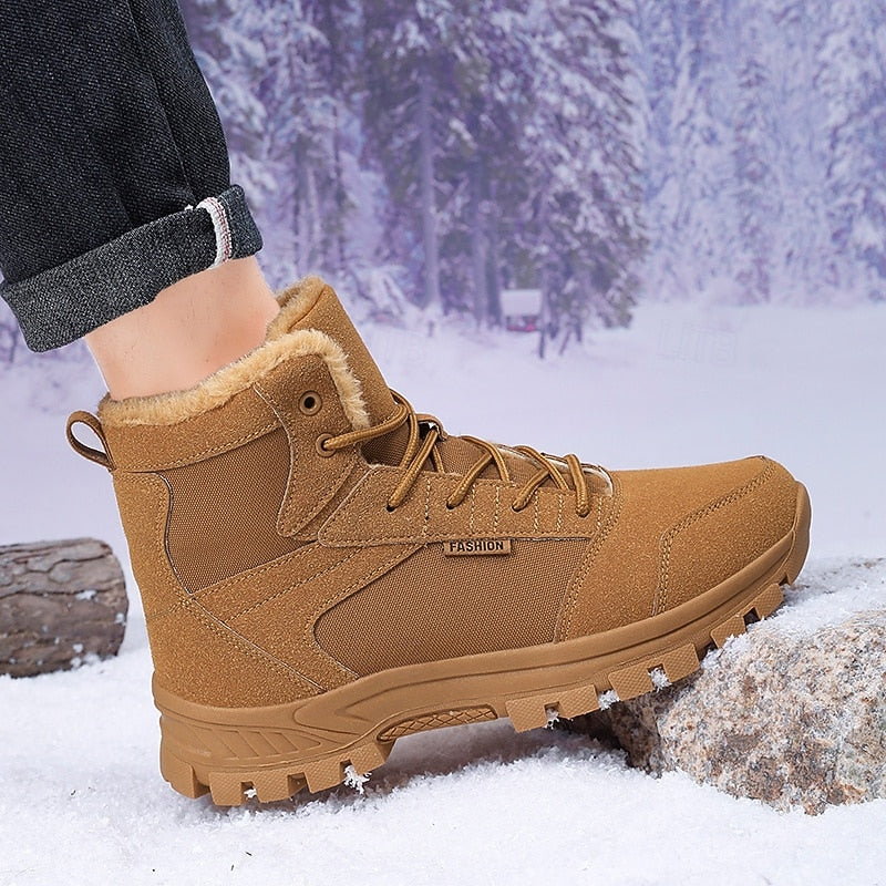 Uniseks winterlaarzen, gevoerd, outdoor schoenen met profielzool en vetersluiting