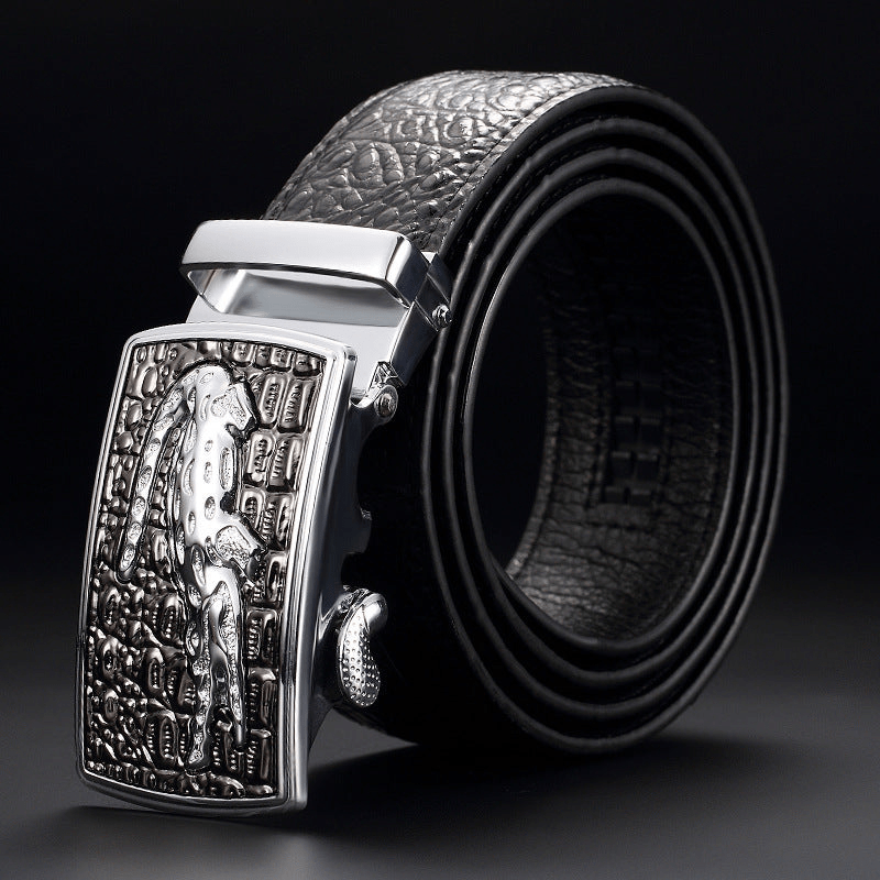 Riem met automatische gesp en jaguardesign, krokodillenprint