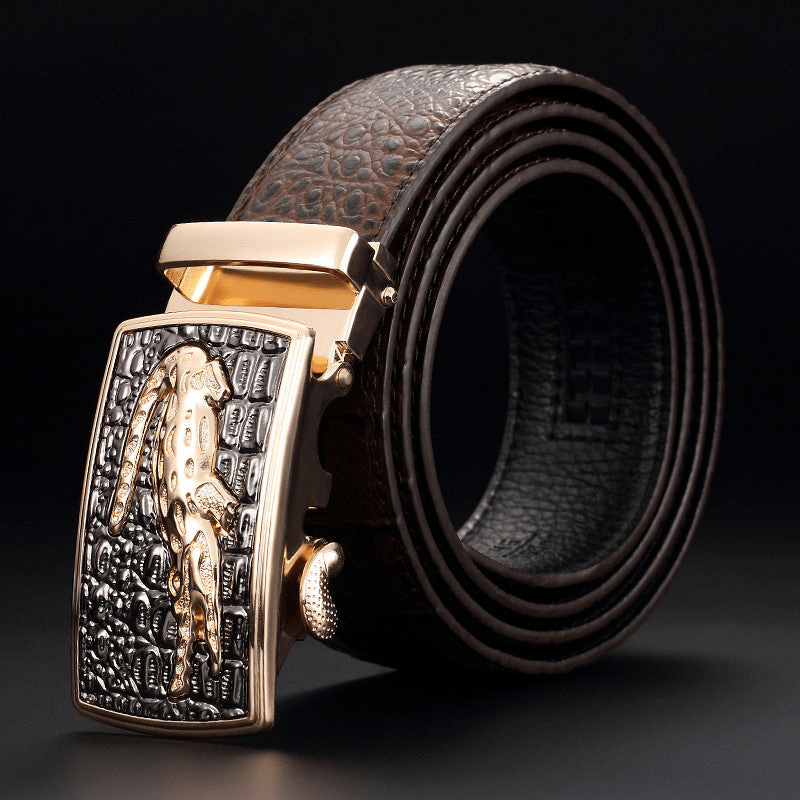 Riem met automatische gesp en jaguardesign, krokodillenprint