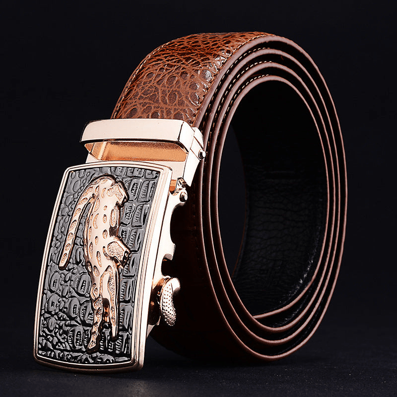 Riem met automatische gesp en jaguardesign, krokodillenprint