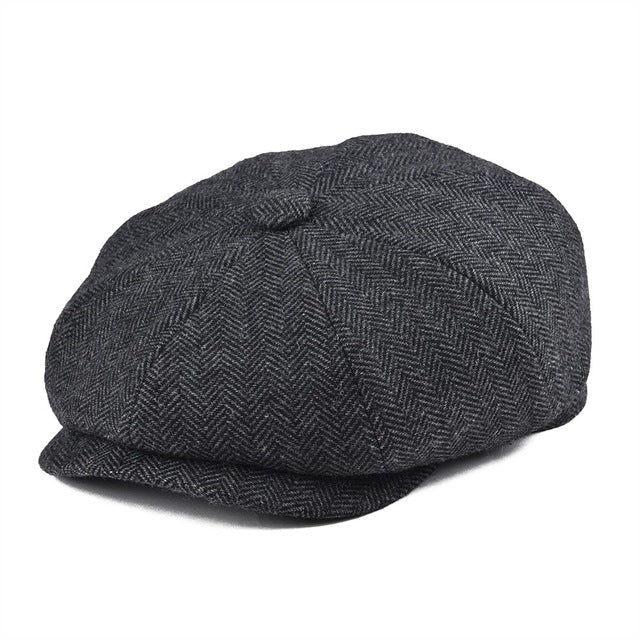 Schiebermütze Newsboy Cap Herringbone Muster