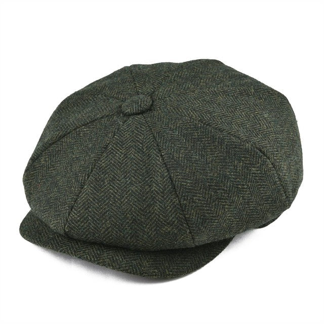 Schiebermütze Newsboy Cap Herringbone Muster