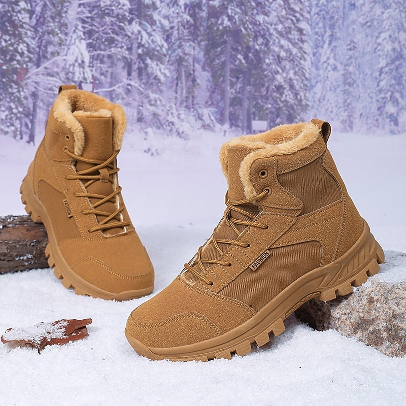 Uniseks winterlaarzen, gevoerd, outdoor schoenen met profielzool en vetersluiting