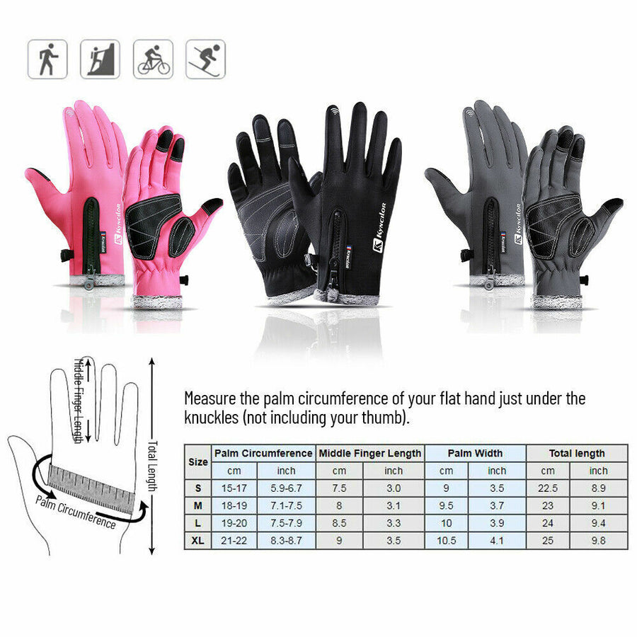 Unisex Winterhandschuhe mit Reißverschluss & Touchscreen-Funktion