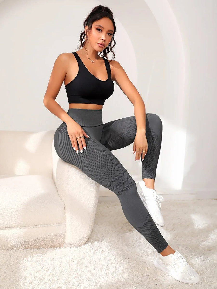 Damen Seamless Sportleggings mit Anti-Cellulite-Effekt – Figurformende Kompressionshose für Fitness & Alltag